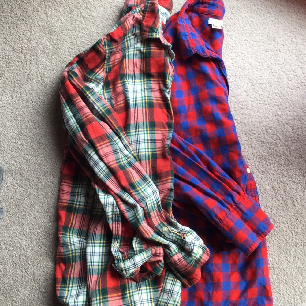 2 J Crew Popover flannel shirts